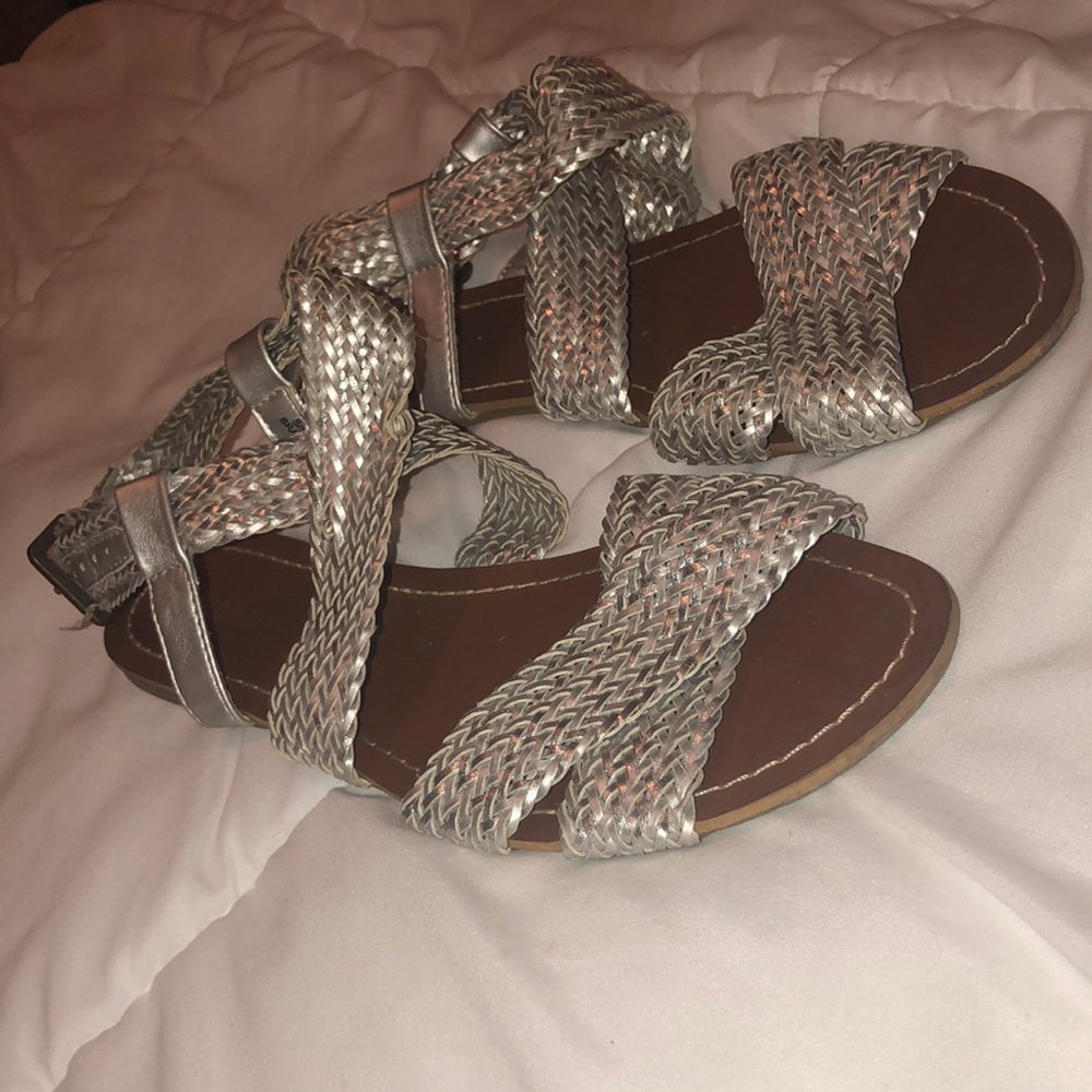 Silver gladiator sandals